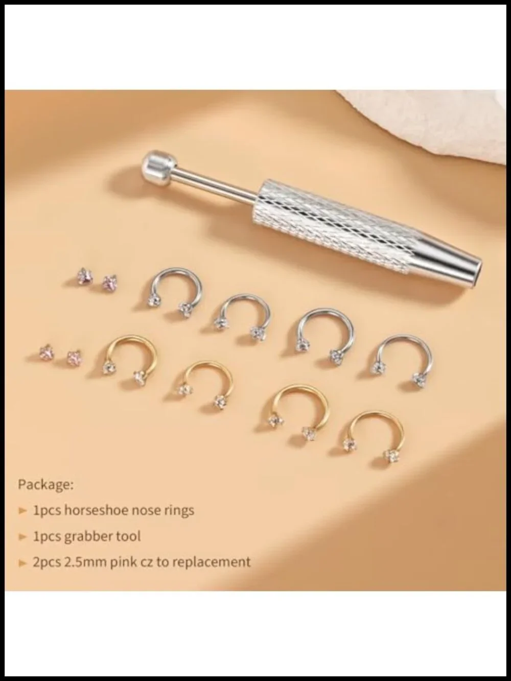 Titanium Horseshoe Nose Ring 20G 18G Double Gem Septum Ring Hypoallergenic Body